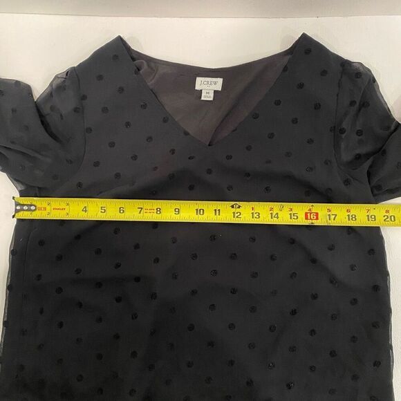 J.Crew Black Sheer Polka Dot Blouse Long Sleeve | Size M - Picture 4 of 4